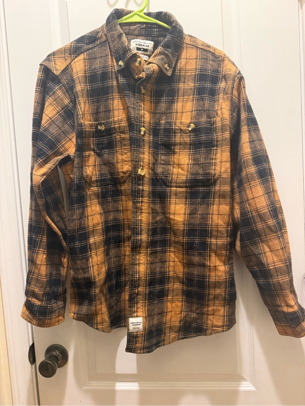 Eddie Bauer Yellow and Black Plaid Button-Down Shirt Jacket